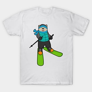 Cat as Skier with Ski T-Shirt